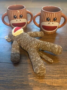 Galerie Sock Monkey Mug Set with Matching Plush Sock Monkey